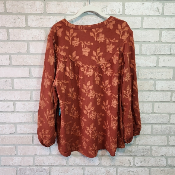 PIONEER WOMEN  Womens Orange Floral Stitch Shirt Tunic NWT XXL - Picture 13 of 15